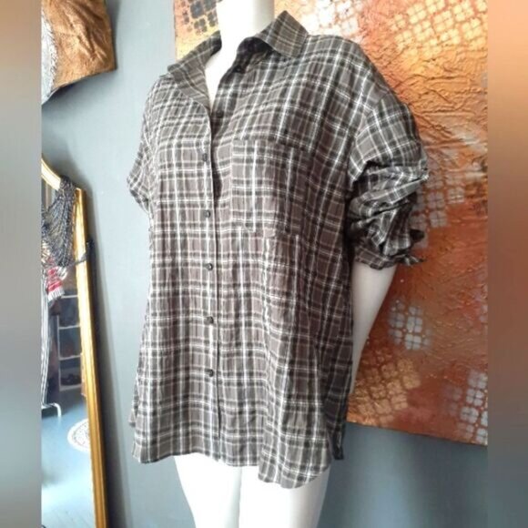 Zara Tops - Zara Nwot Cotton Blend Plaid Button-Up Shirt